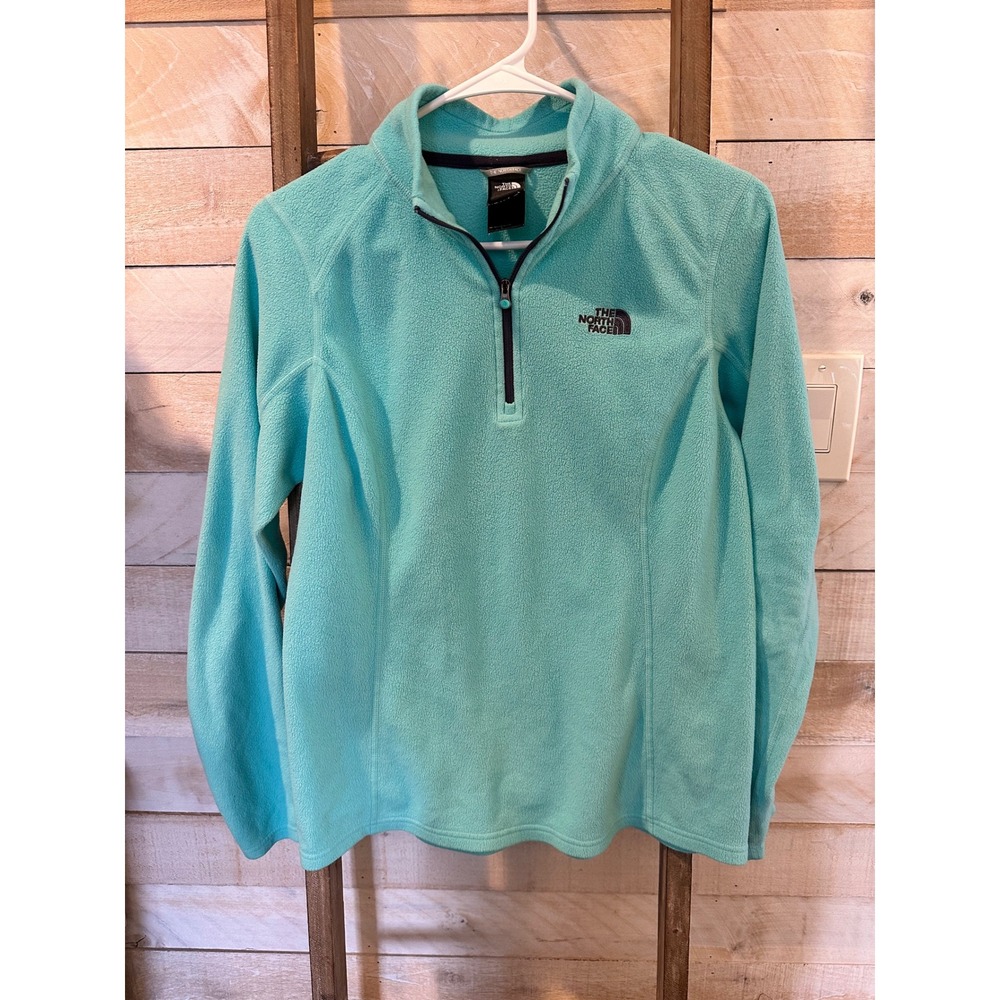 The North Face Womens TKA 100 Fleece Quarter Zip Pullover Aqua Blue Medium